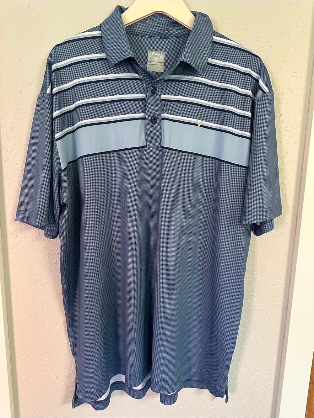 Callaway Men's Blue & Light Blue Striped Golf Polo